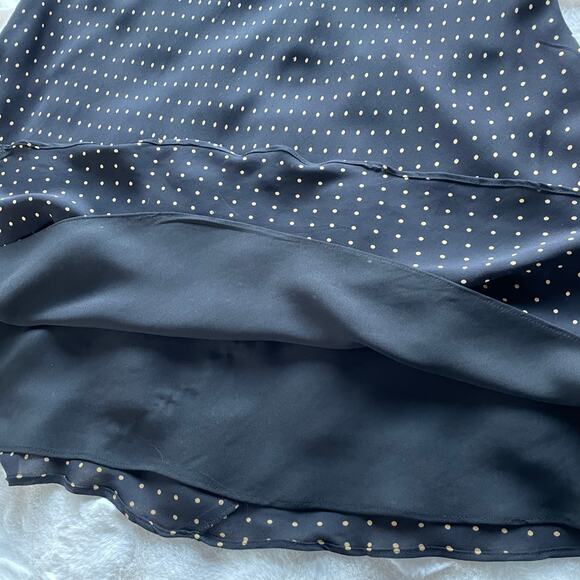 🔥Donna Ricco 10% Silk Black & Brown Polkadots Bias Cut Flutter Sleeve Dress - Picture 8 of 16